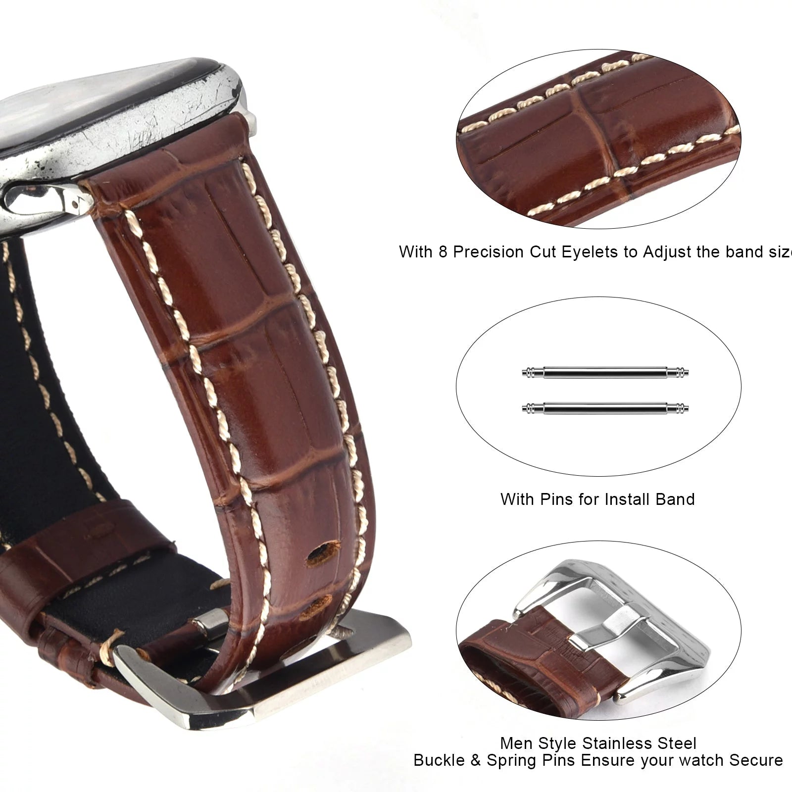 Genuine Leather Watch Band for 49mm 44mm 45mm 42mm J236