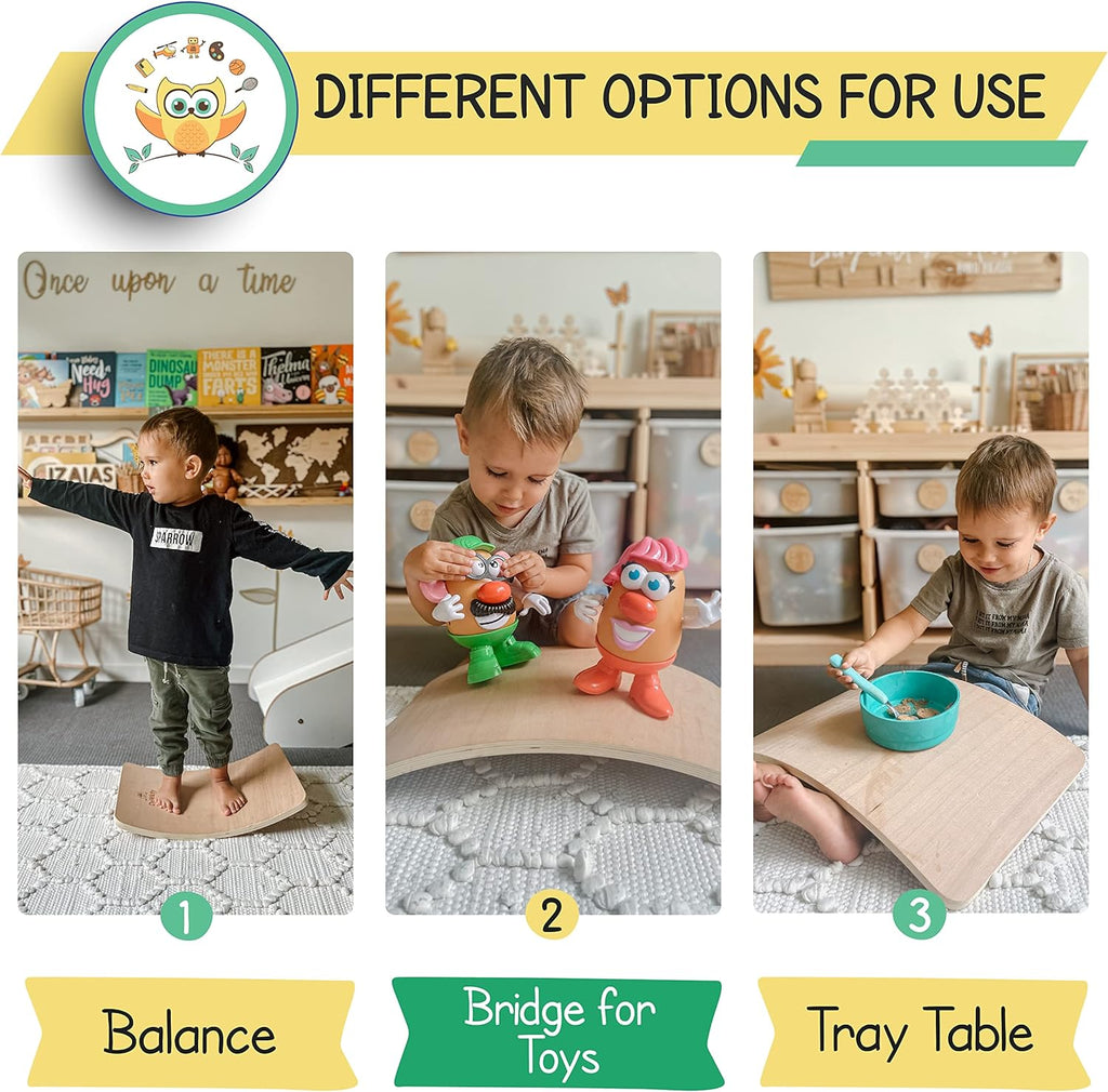 Wooden Wobble Board for Kids Balancing Trainer H3995