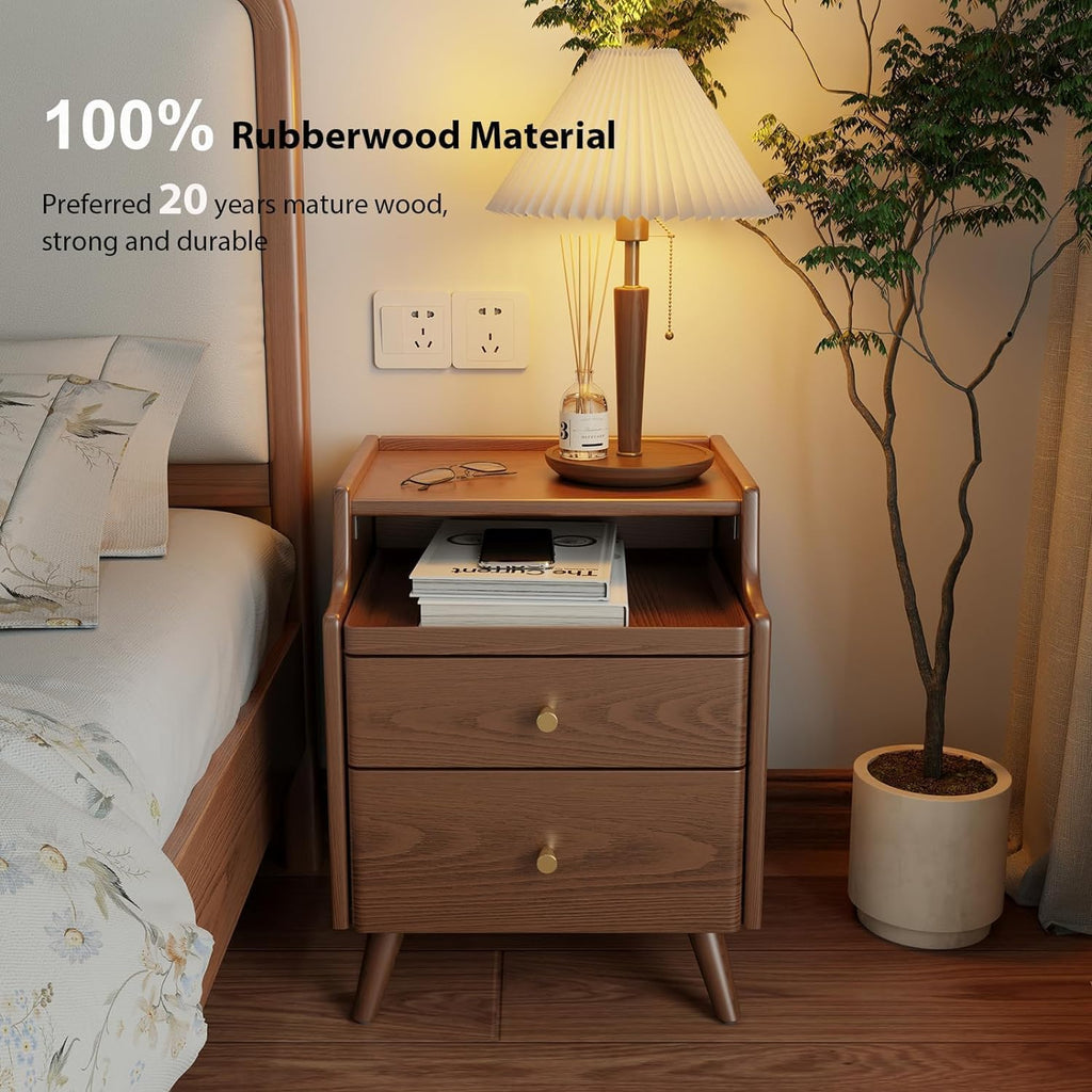 Walnut Nightstand with Drawer E854