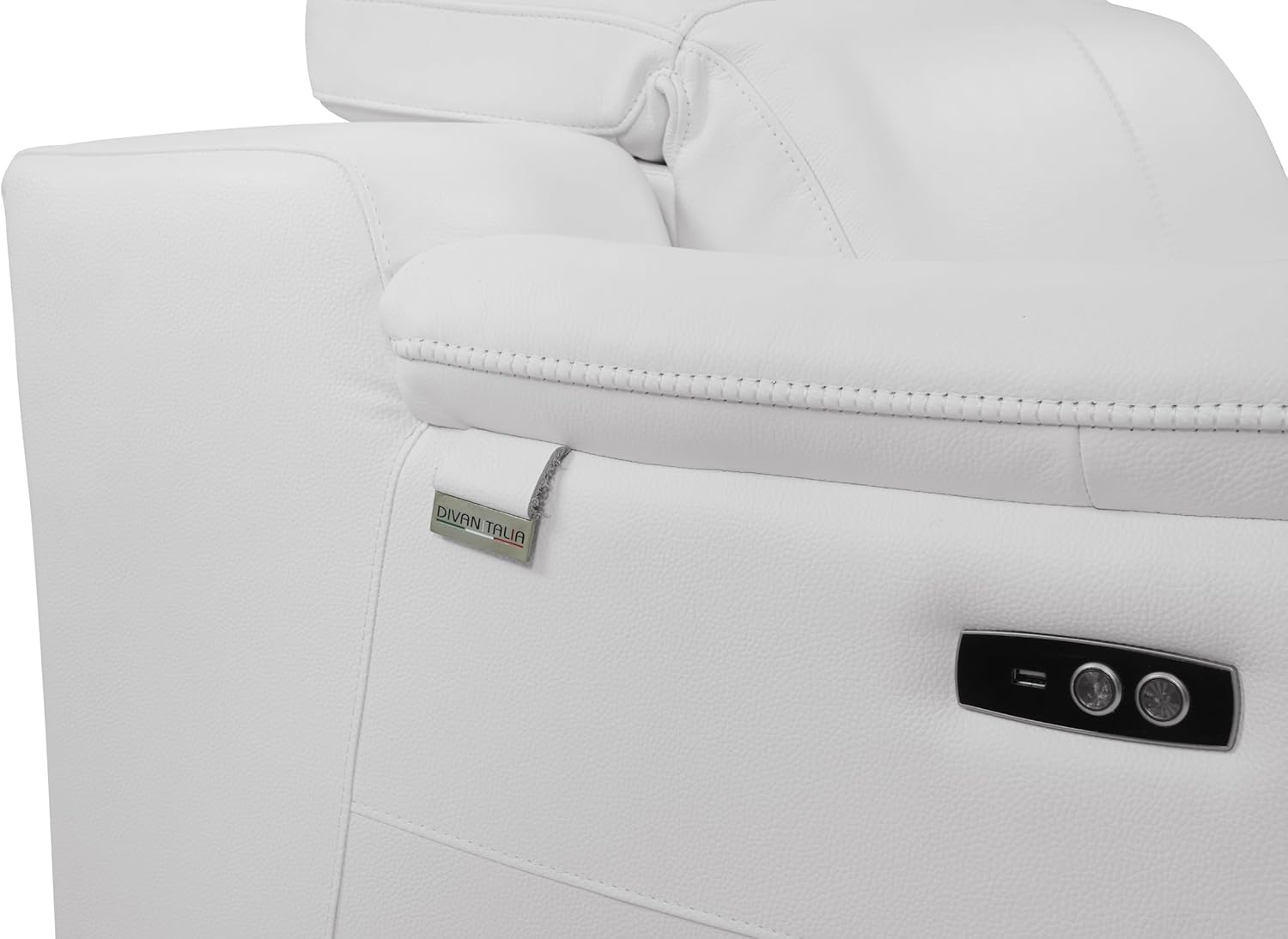 87 Inch Italian Leather Power Reclining Sofa, White A959251