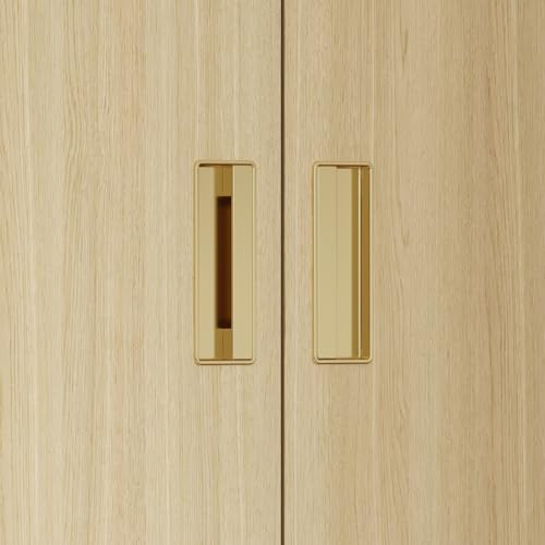 Modern Armoire Wardrobe Closet with 8 Doors and 2 Drawers, Light Brown Wood Grain E2835