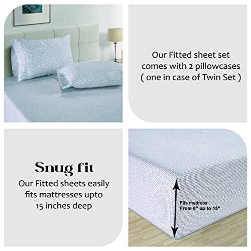 Queen Fitted Sheet 100% Organic Cotton 3 Piece Set Percale Weave Fits Mattress Up to 15 Inches N135
