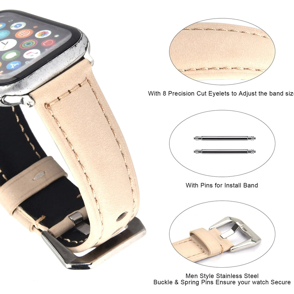 Genuine Leather Watch Band for 49mm 44mm 45mm 42mm J236