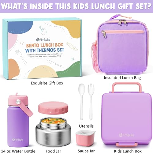 Bento Box for Kids Adults - Leakproof 3 Compartments Lunch Set with Thermos, Water Bottle, Lunch Bag & Cutlery C614861