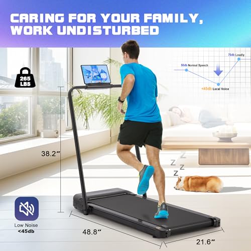 Under Desk Walking Pad Treadmill, 3 in 1 Portable Mini Treadmill for Home and Office, 265 lb Capacity with Remote Control and LED Display U472