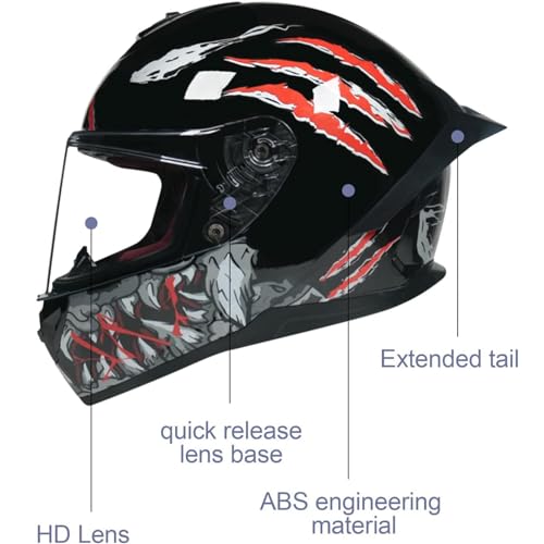 Full Face Motorcycle Helmet with HD Visor, DOT Approved T111255