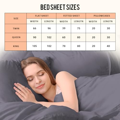 Queen Size 4 Piece Cooling Bedding Sheets with Deep Pocket Fitted Sheet and Pillowcase Set R869