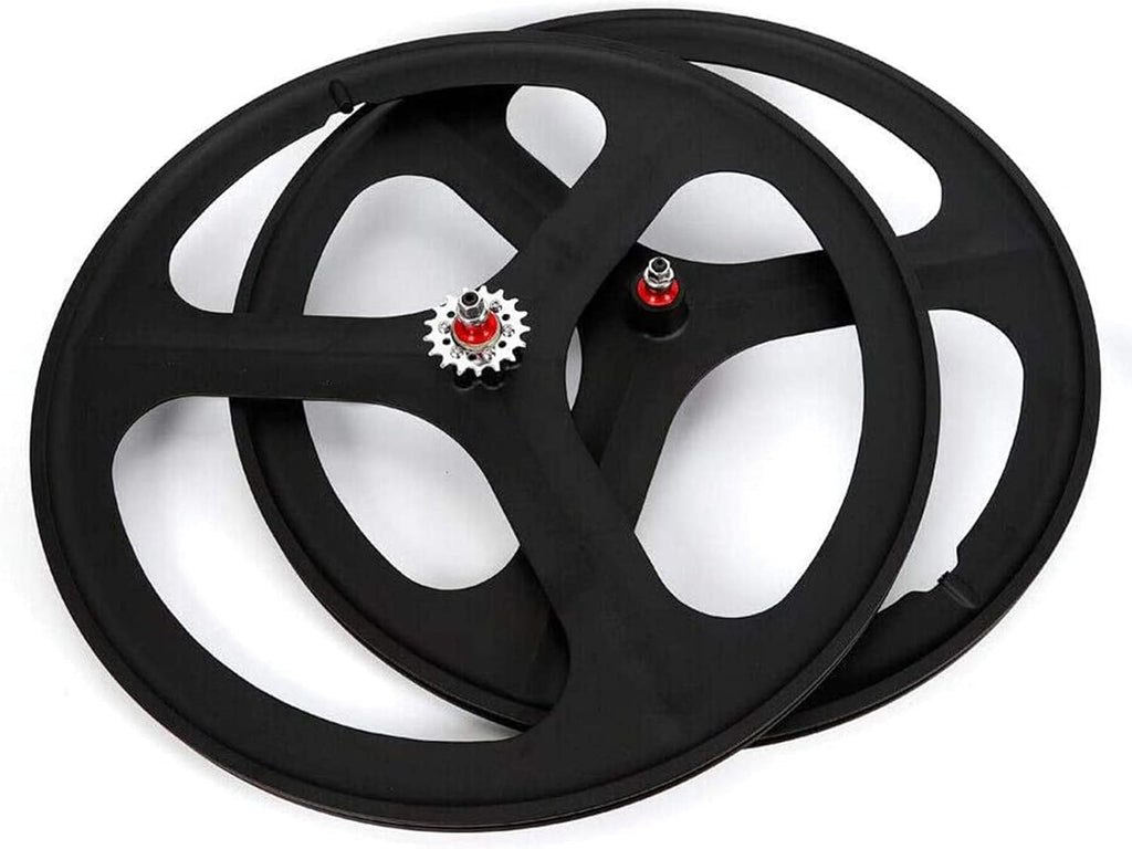 Bicycle Bike Wheel, 700C Fixed Gear Wheels, 26" Fixed Gear Bicycle Wheelset 3 Spoke Rim Single Speed Front Rear Fixie Bicycle Wheels Track Wheel Clincher Type Bike Wheel,(Front & Rear) White