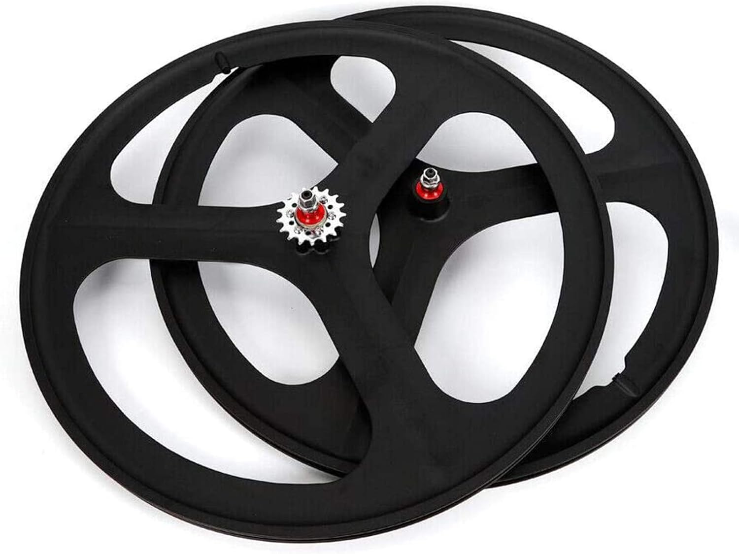 Bicycle Bike Wheel, 700C Fixed Gear Wheels, 26" Fixed Gear Bicycle Wheelset 3 Spoke Rim Single Speed Front Rear Fixie Bicycle Wheels Track Wheel Clincher Type Bike Wheel,(Front & Rear) White