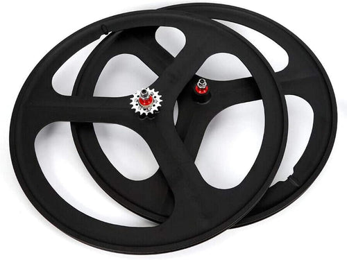 Bicycle Bike Wheel, 700C Fixed Gear Wheels, 26" Fixed Gear Bicycle Wheelset 3 Spoke Rim Single Speed Front Rear Fixie Bicycle Wheels Track Wheel Clincher Type Bike Wheel,(Front & Rear) White