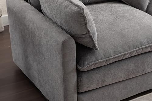 Modular Sectional Sofa with Double Chaises and 4 Pillows, Beige H4063