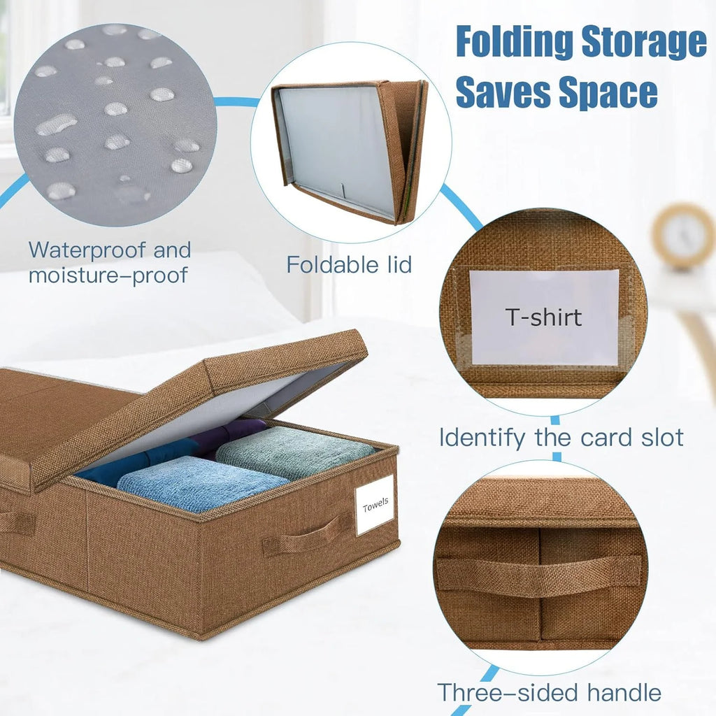 Underbed Storage Containers with Lids, Foldable Organizer Box for Clothes, Shoes, Blankets, Pillows F6366