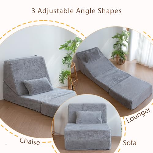 3-in-1 Folding Sofa Bed with Pillow, Convertible Sleeper Chair for Living Room K49768