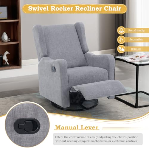 Upholstered Swivel Rocking Recliner Chair for Living Room E3184