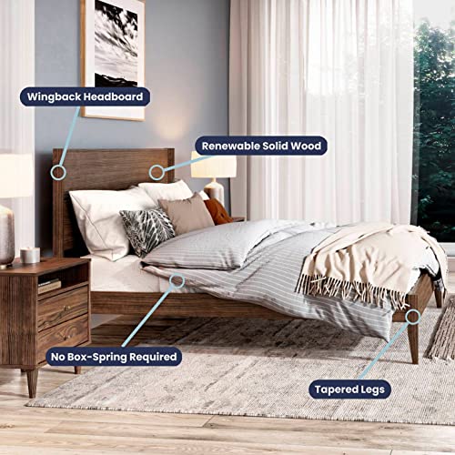 Solid Wood Platform Bed, Queen Size, Walnut W325341