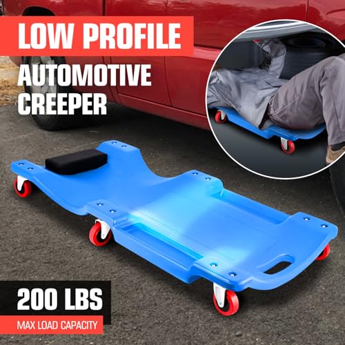 Low Profile Automotive Creeper with Padded Headrest, Red U80837