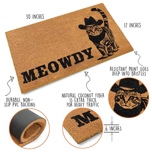 Cat Front Door Mat 30x17 Inch, Coir Outdoor Doormat T726