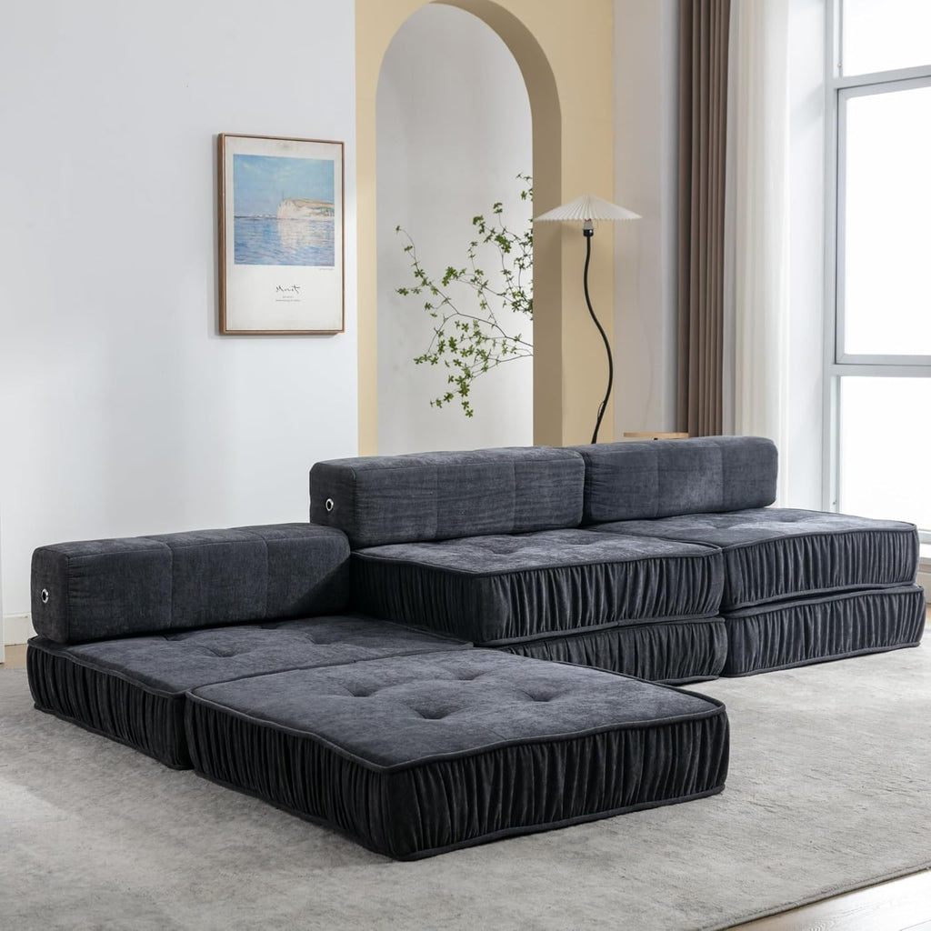 Sofa Bed with Memory Foam and Pillow, Washable Cover, Twin Size, Grey A1697