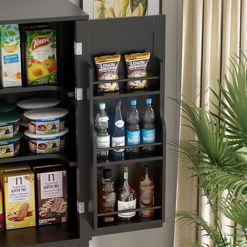 Kitchen Pantry Cabinet with 4 Doors and 1 Drawer, Tall Storage Cabinet with Adjustable Shelves A2129