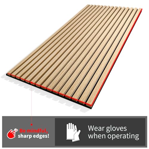 Wood Slat Acoustic Panels for Wall and Ceiling, 3D Textured, Matte Black C593959