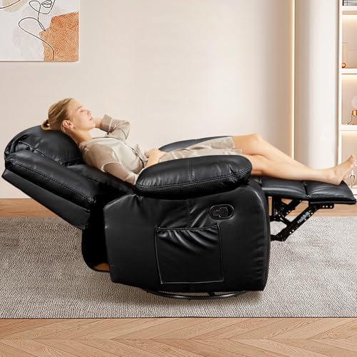 PU Leather Recliner Chair with Massage and Heating, Manual Reclining Sofa for Living Room L495766