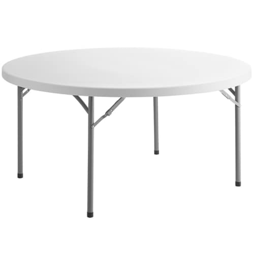 72" Round Folding Table, White Plastic, Heavy-Duty for Events M141352