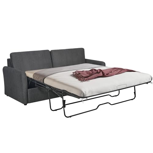 86.6" Sleeper Sofa Couch with Pullout Bed, Loveseat Sleeper Sofa Bed with Pull Out Couch, 2 in 1 Convertible Queen Sleeper Sofa with Memory Foams Mattress for Living Room (Dark Grey)