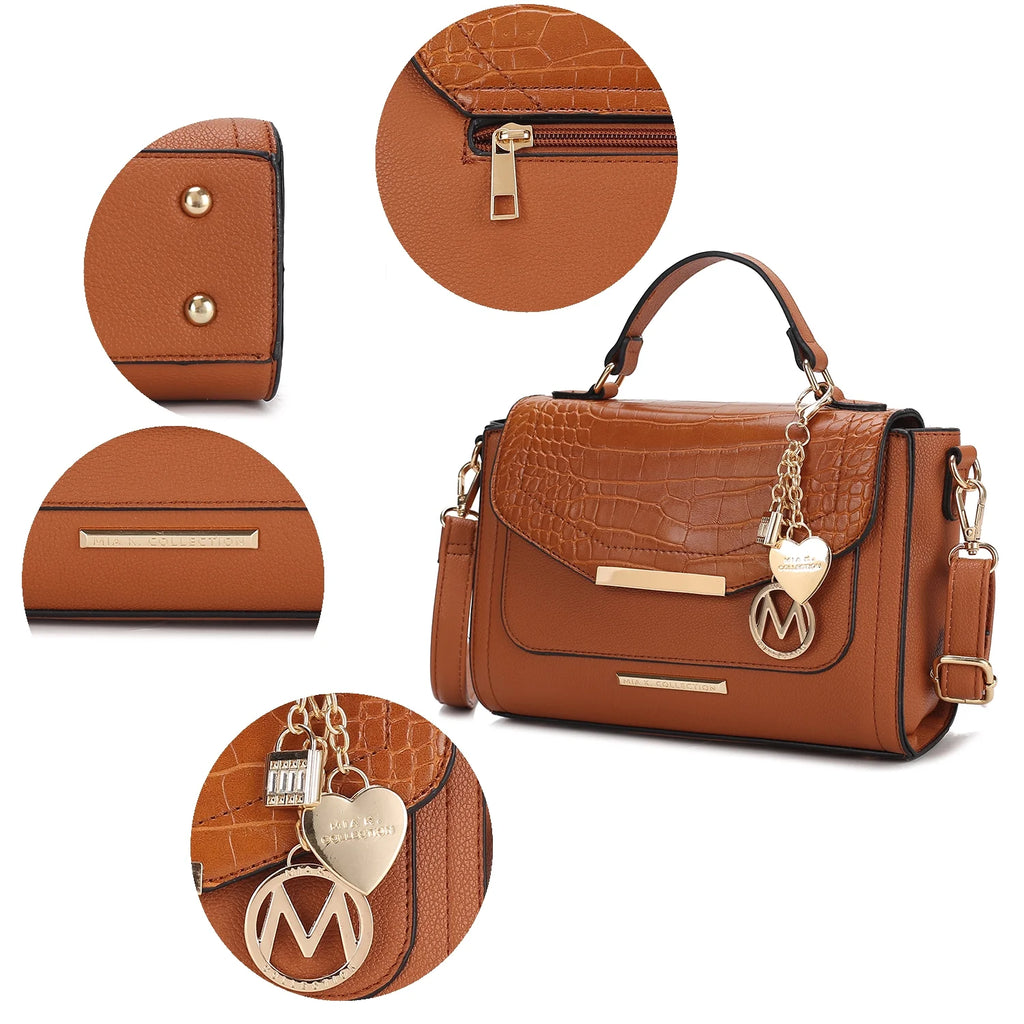 Croco Embossed Vegan Leather Women’s Shoulder Bag Crossbody Purse I225