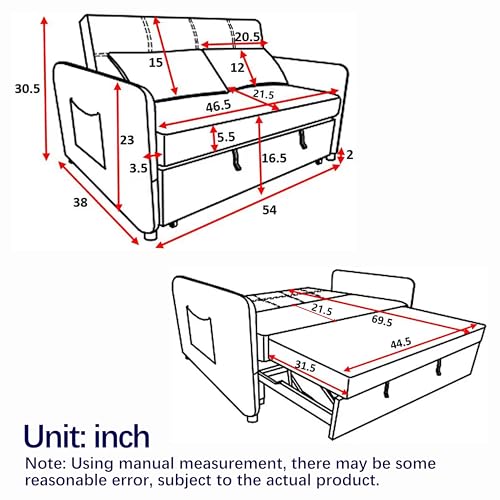 Convertible Sofa Bed with Pull-Out Bed, Velvet, Adjustable Backrest, Grey Q843