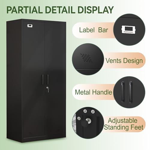 Metal Armoire Wardrobe Closet with 2 Doors, Shelf and Hanging Rod T853671