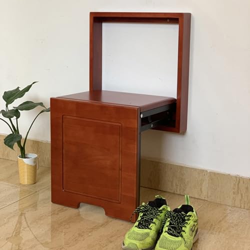 Wall Fold Up Chair Solid Wood Stool 40x40cm Y79864