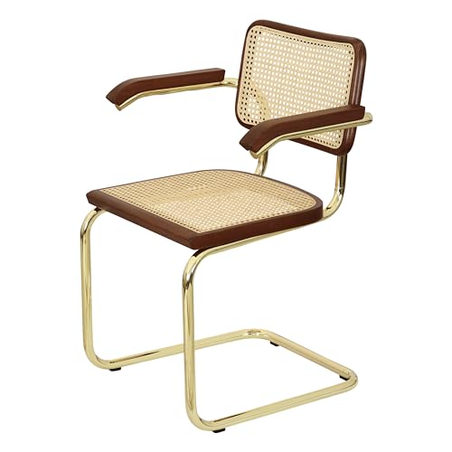 Cane Cantilever Armchair with Brass Steel Frame F630516