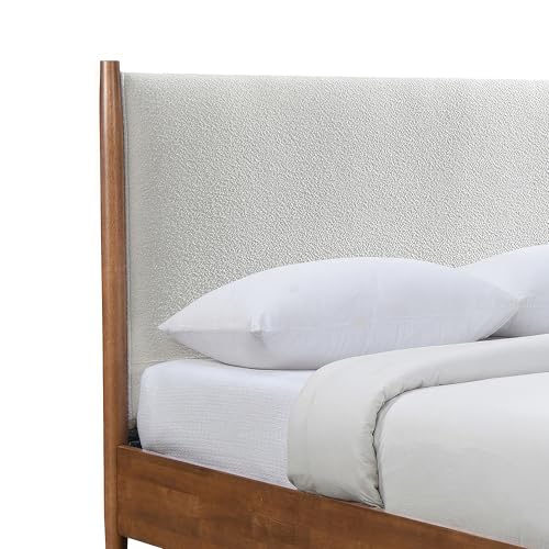 Solid Wood Queen Bed Frame with Headboard, Walnut S710
