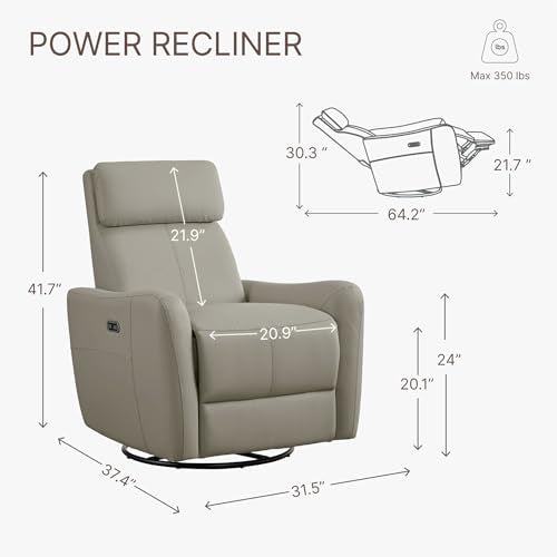 Leather Recliner Chair with USB Port, Terracotta Brown N6419