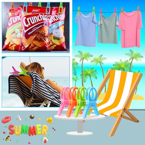 Beach Towel Clips for Chairs, Large Plastic Clothes Pins for Pool U120645