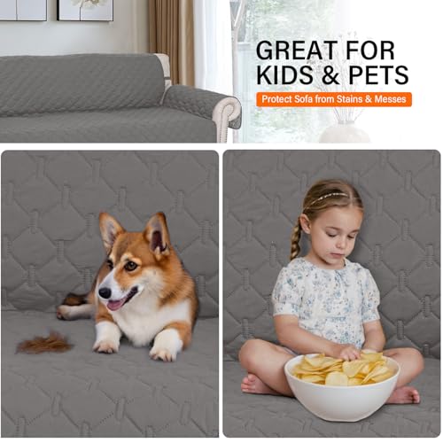 Pet Friendly Washable Sofa Cover for 3 Cushion Couch, Oversized, Dark Grey/Light Grey P541431