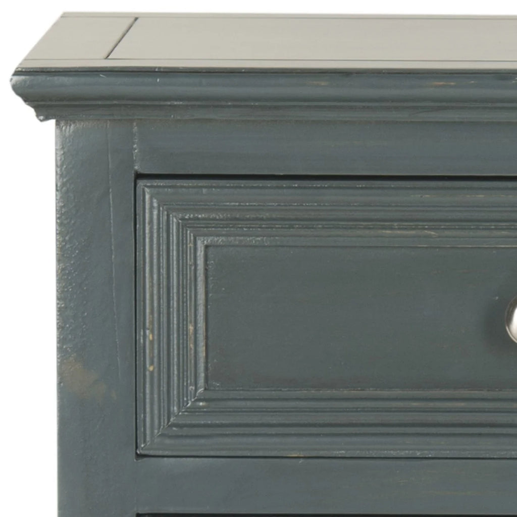 Nightstand with Storage Drawer and Cabinet, Steel Teal M509189