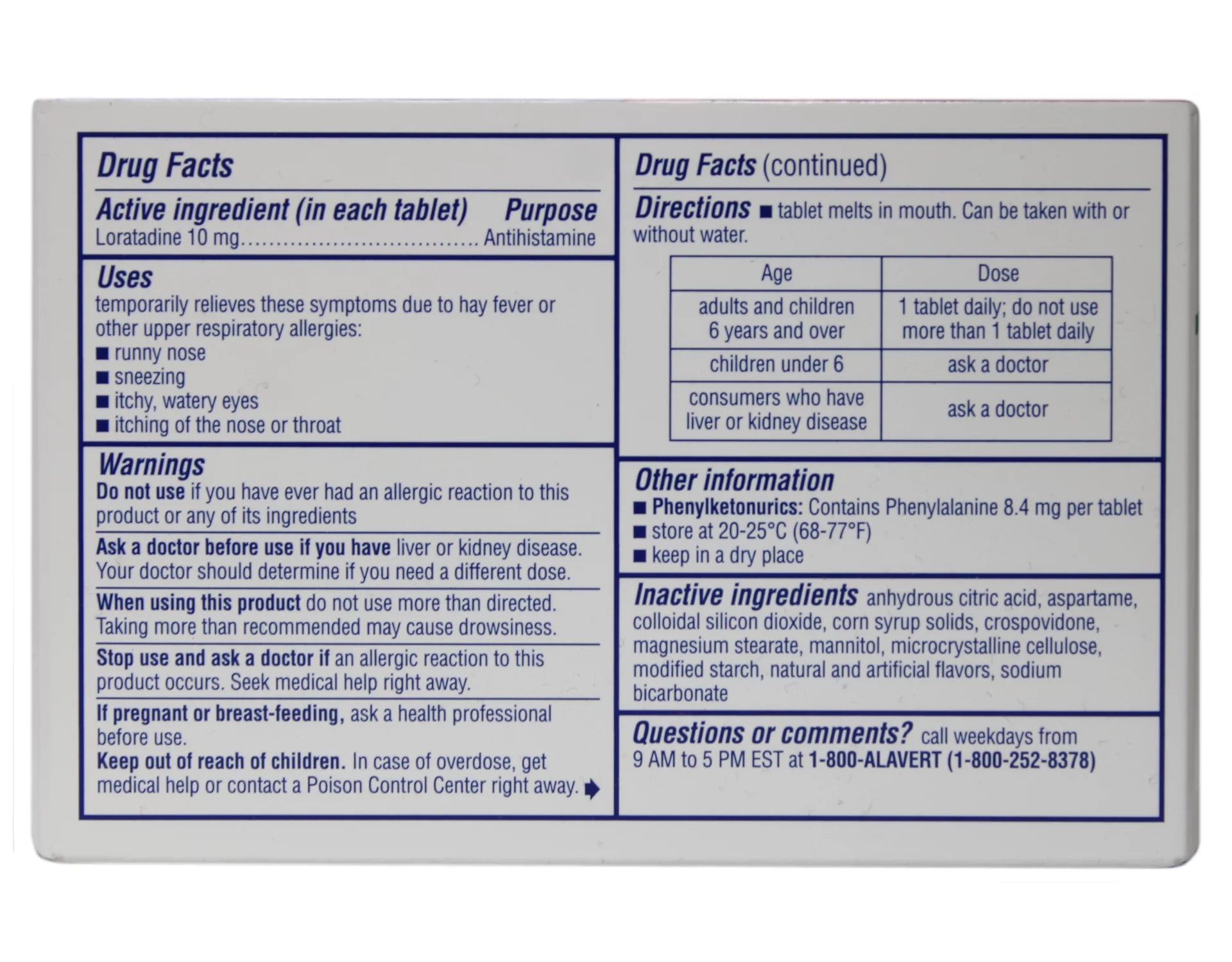 Allergy 24-Hour Relief Orally Disintegrating Tablets, Non-Drowsy Antihistamine, 60 Count Q598733
