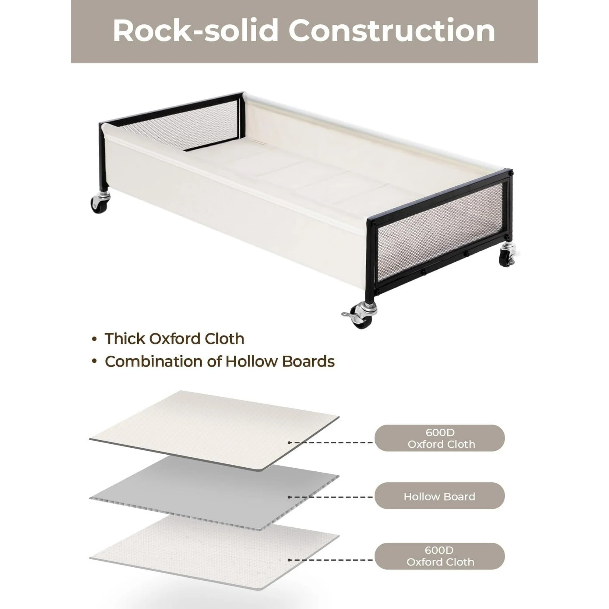 Under Bed Storage with Wheels, 2-Pack Metal Containers, 80L Y595