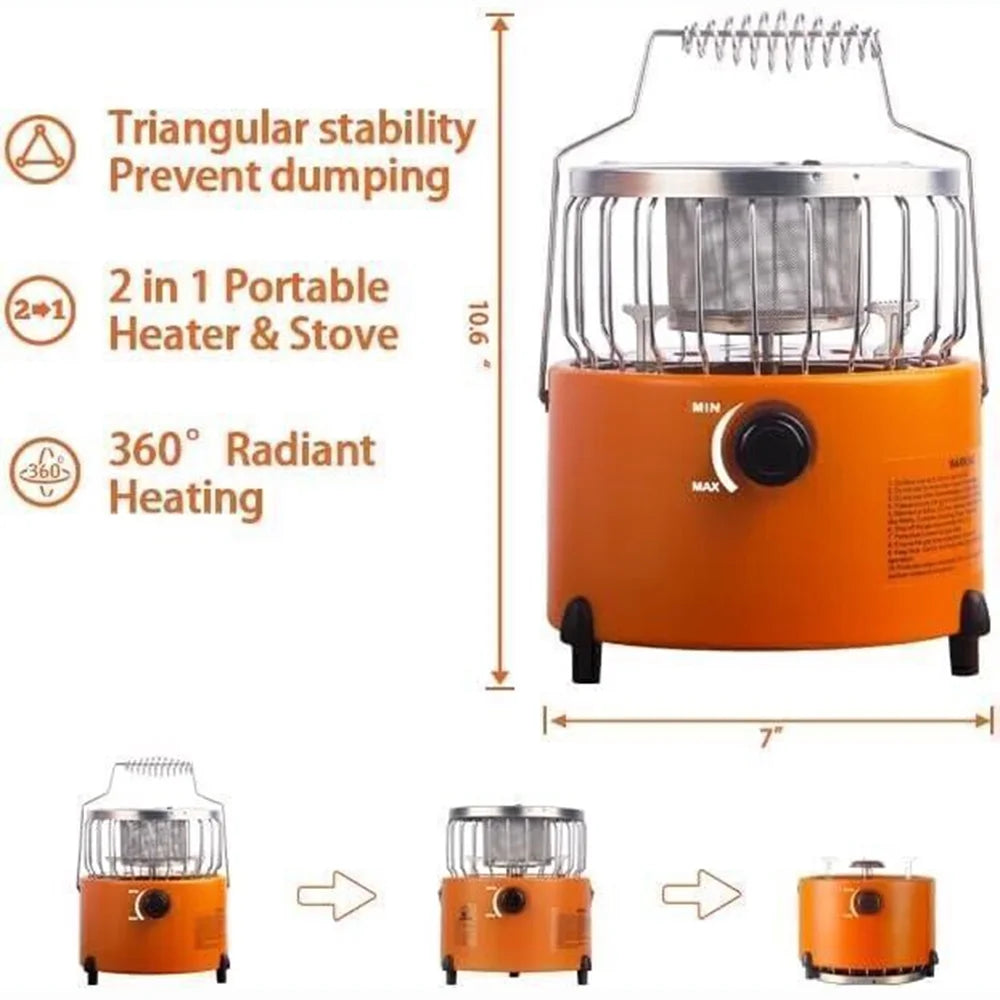 Portable Propane Heater & Stove with Fireproof Gloves, Outdoor Camping Q4243