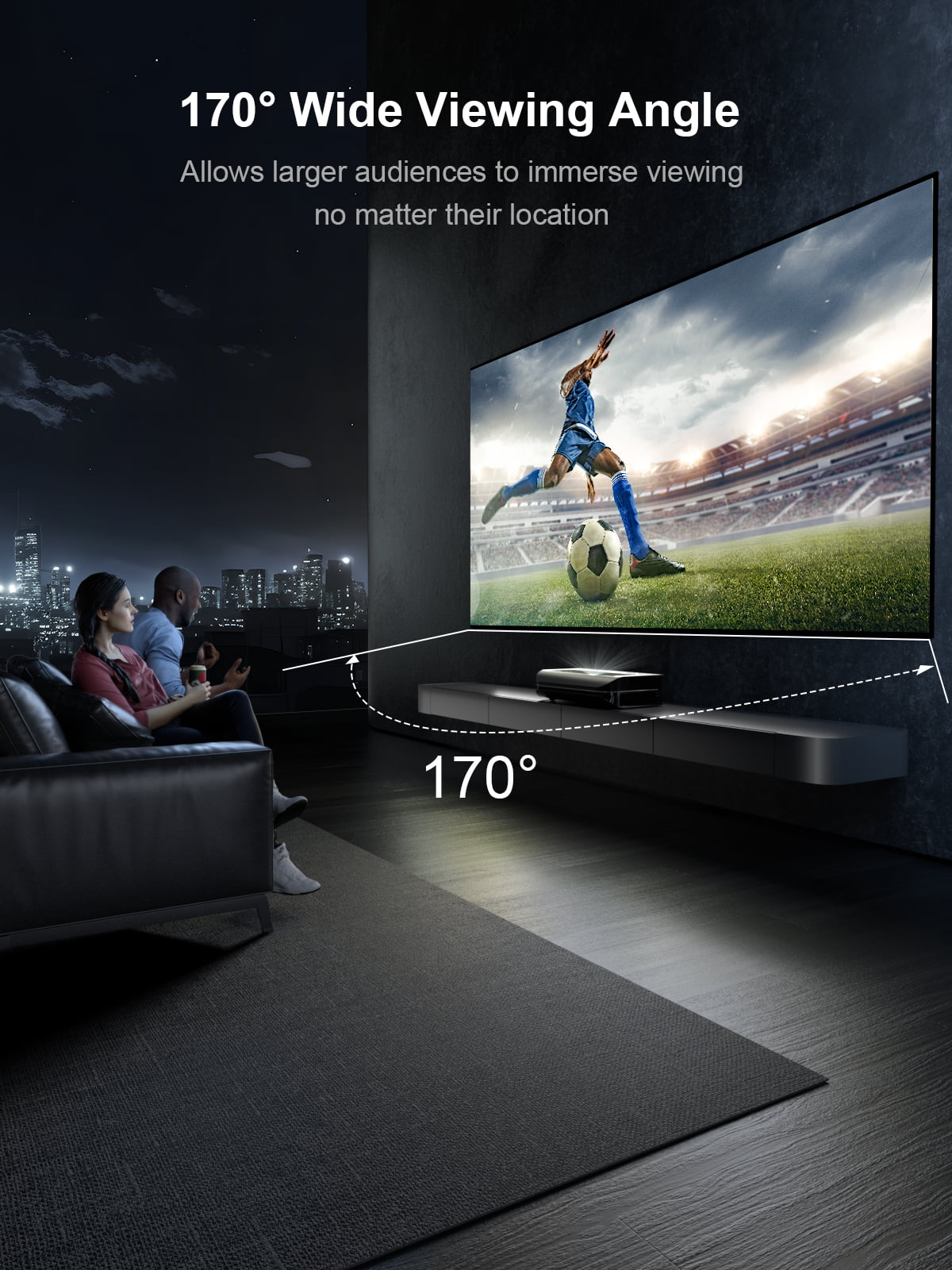 120" 16:9 Fixed Frame Projector Screen, 4K/8K UHD, Wall Mount Matte White F3939