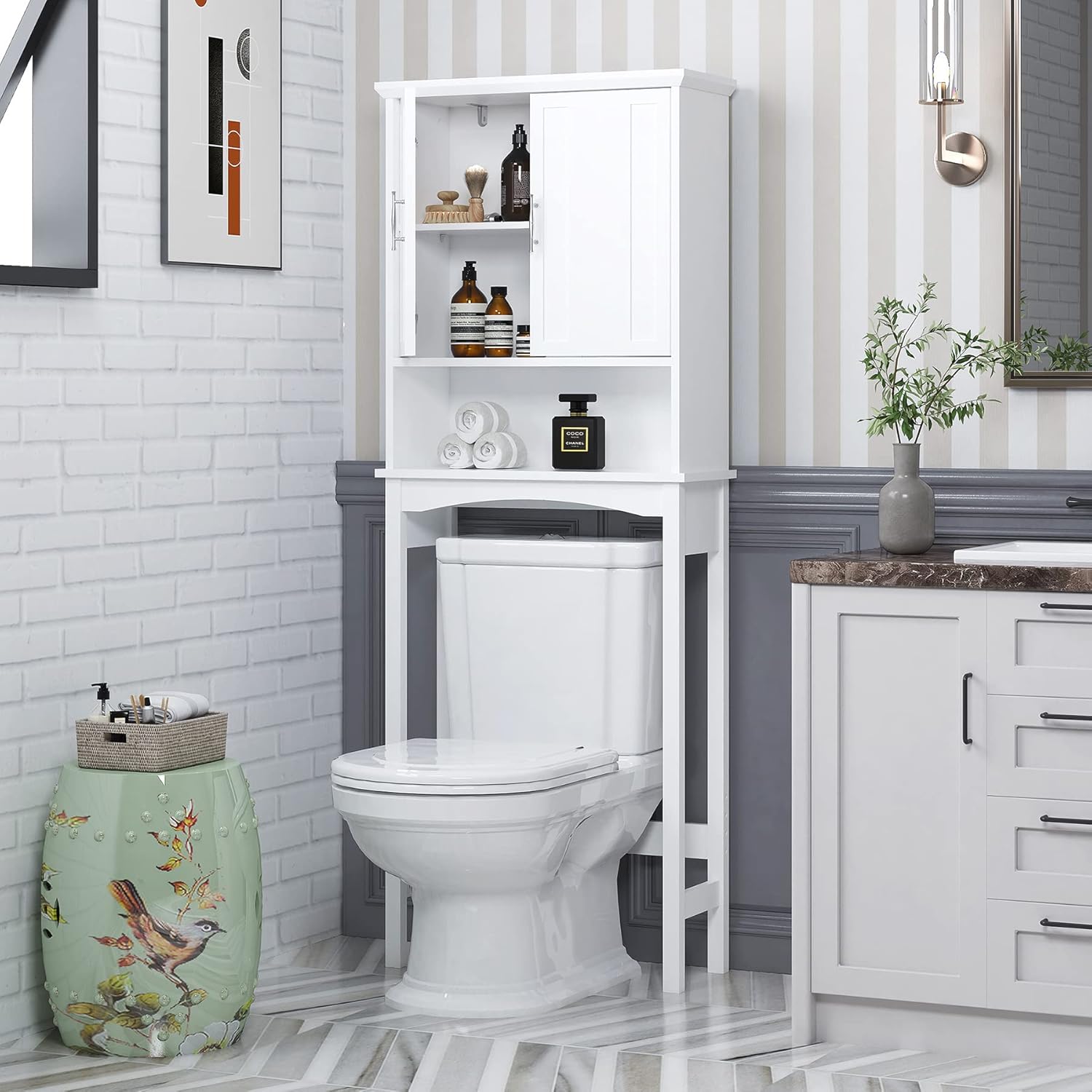 Over The Toilet Storage Cabinet, Bathroom Shelf, White Y5988