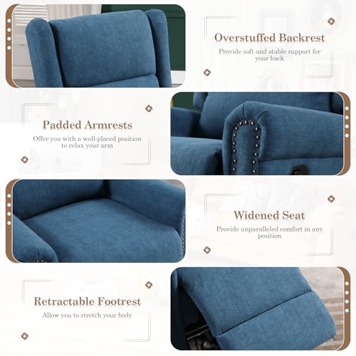 Swivel Rocking Recliner with Adjustable Backrest & Footrest for Living Room N391806