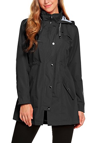 ZHENWEI Womens Lightweight Hooded Waterproof Active Outdoor Rain Jacket S-XXL