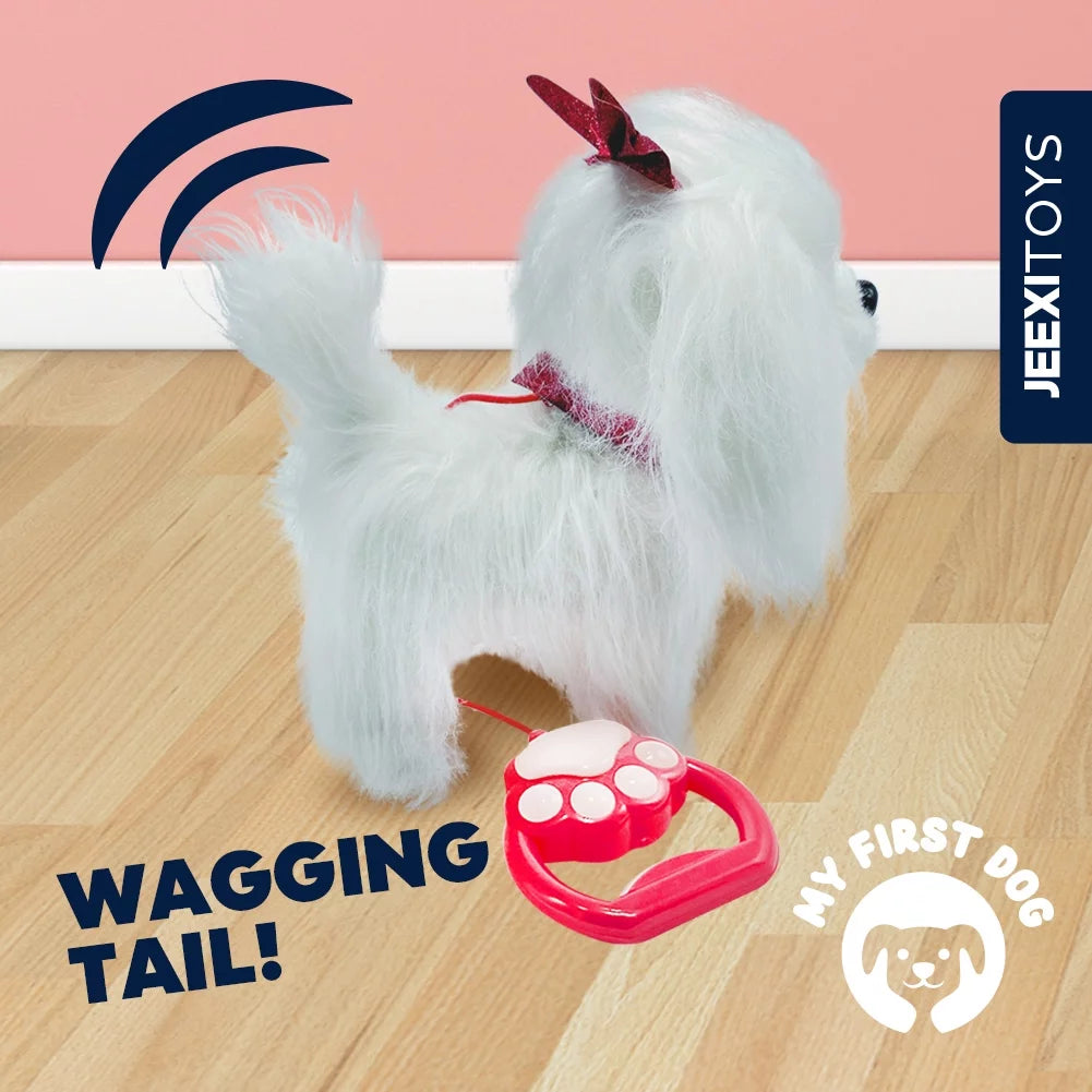 Walking Barking Toy Dog with Remote Control Leash, Plush Puppy Interactive Toy for Kids B804