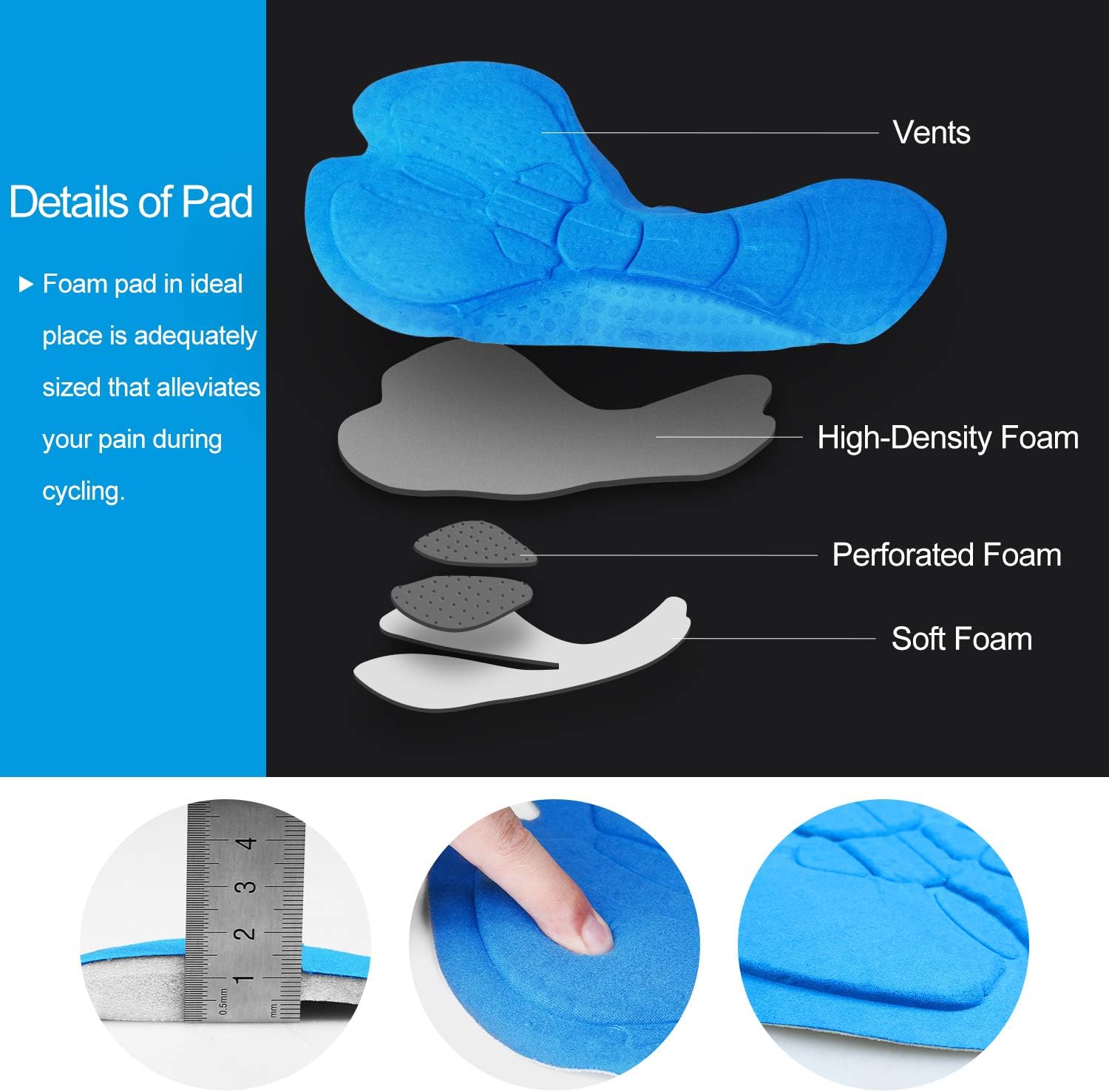 3D Padded Cycling Shorts for Men, Waterproof, Blue E959674