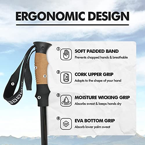 Adjustable Trekking Poles with Quick Flip Lock, Lightweight Cork Grips M598919