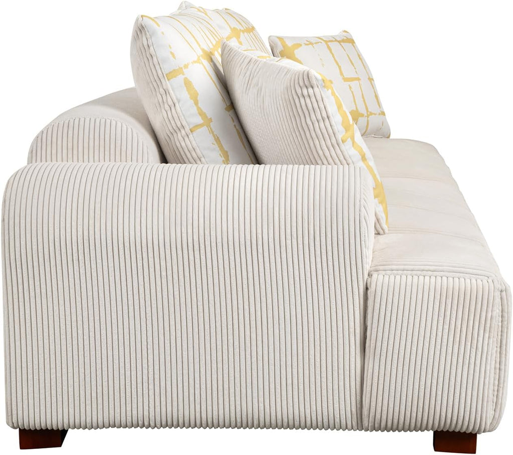 Modular Corduroy Sectional Sofa with Pillows L849