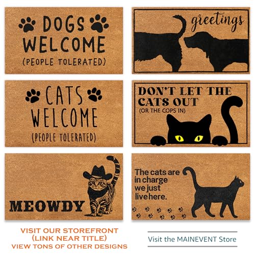 Cat Front Door Mat 30x17 Inch, Coir Outdoor Doormat T726
