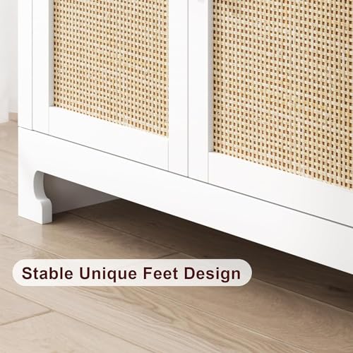 Rattan Storage Cabinet with 4 Doors and Shelf for Dining Room, Living Room, Hallway Z4372